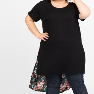 Daydreamer tunic with black floral design on back